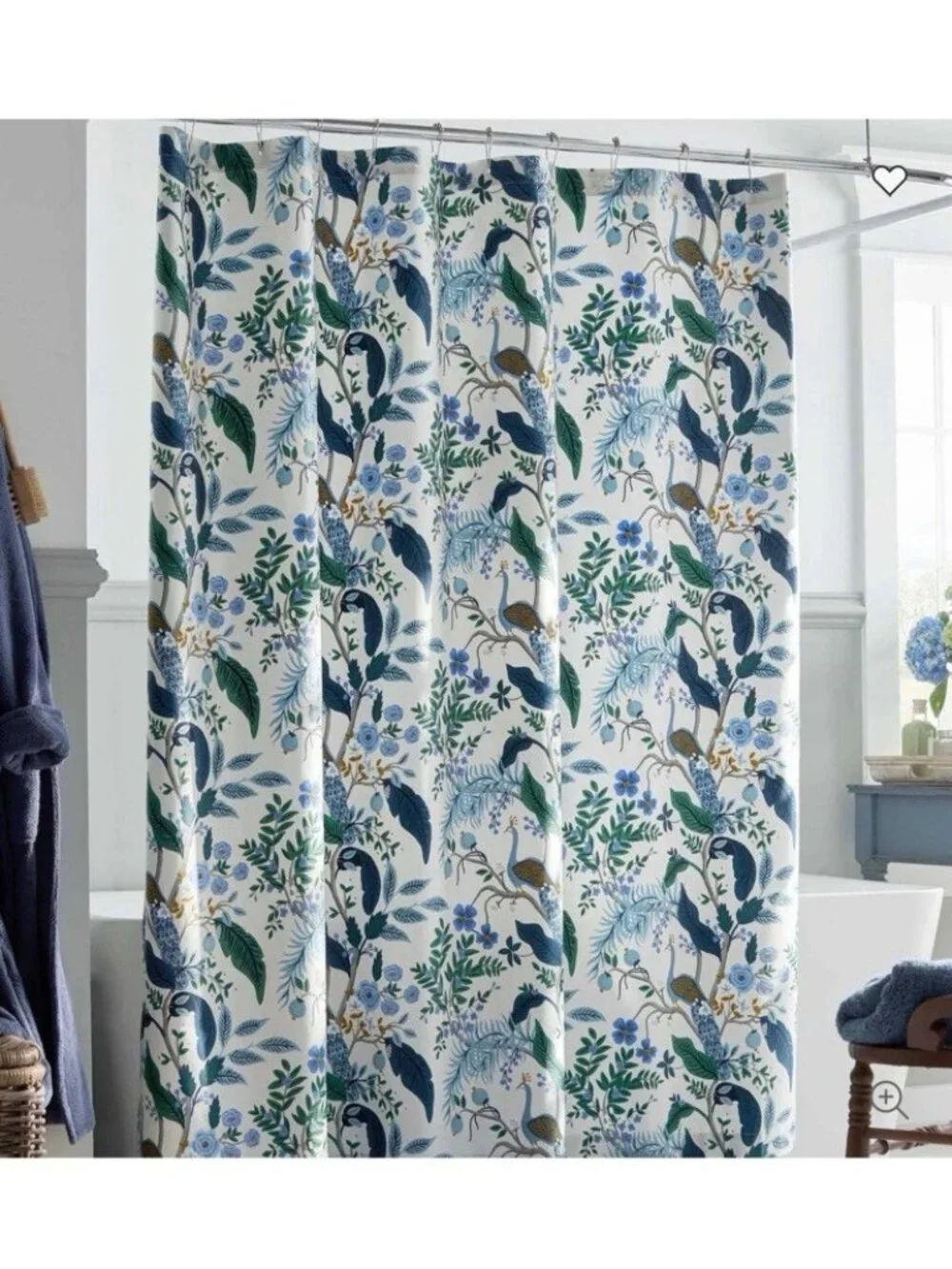 Nordstrom Floral Ivory Blue Peacock Rifle Paper Co Shower Curtain 70